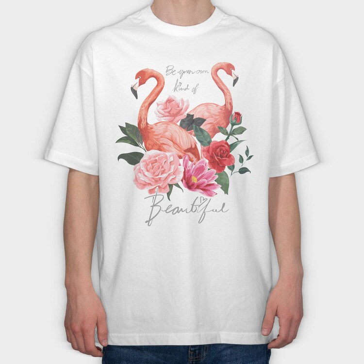 Flamingo Rose Beauty, Tricou Oversize Barbati (Unisex)