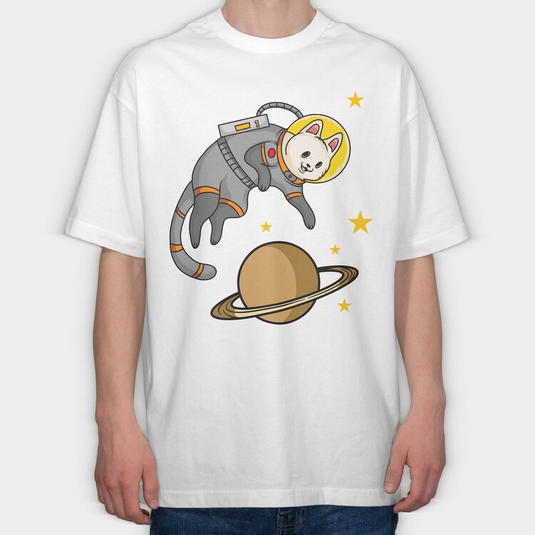 Cat in Space, Tricou Oversize Barbati (Unisex)