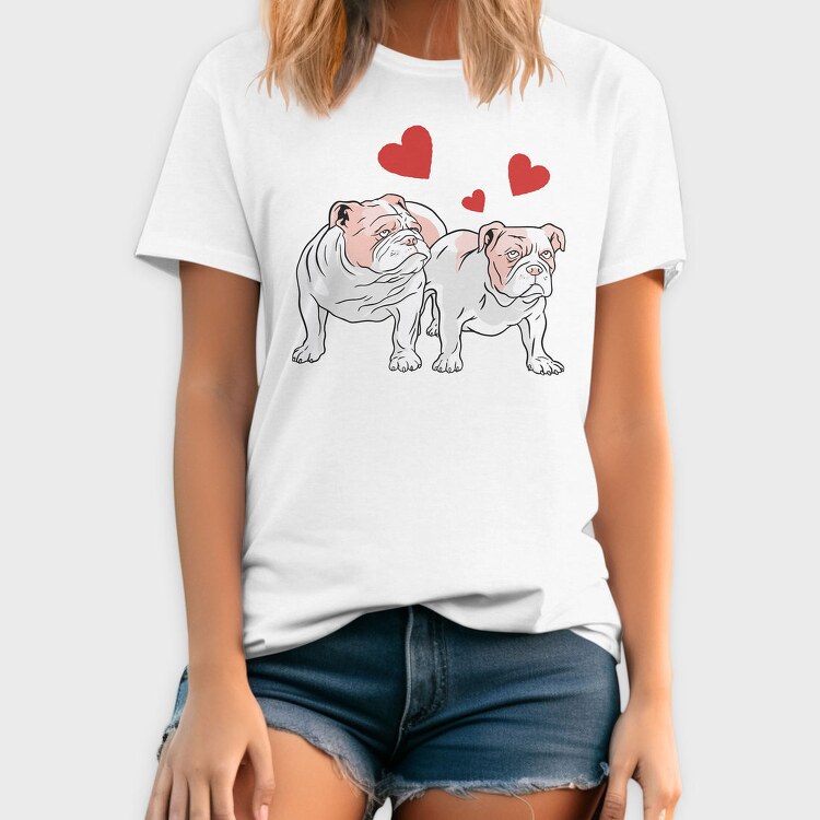Bulldog Love Hearts, Tricou Barbati (Unisex)