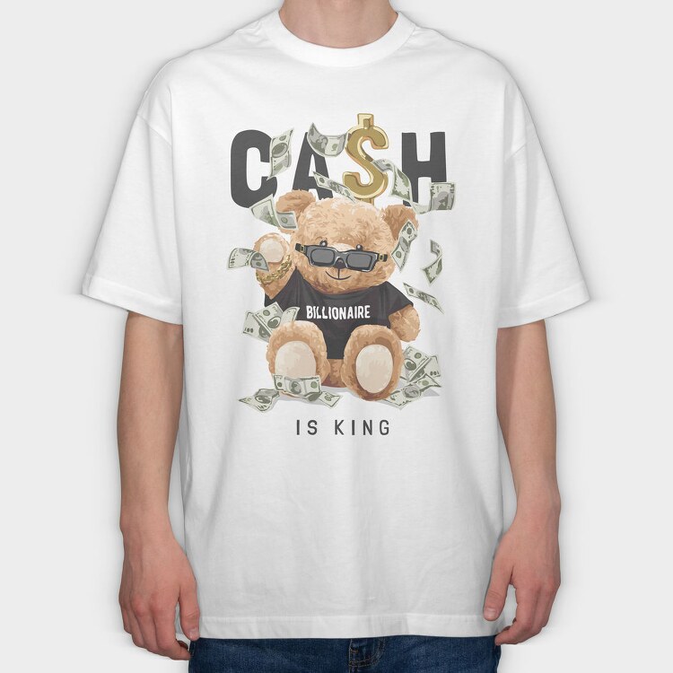 Cash Bear King, Tricou Oversize Barbati (Unisex)
