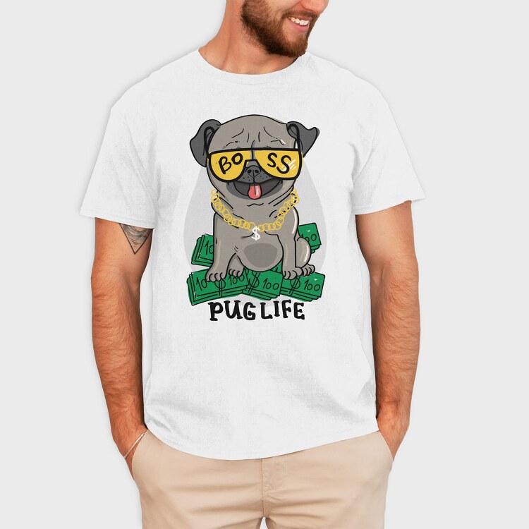 Pug Boss Money, Tricou Barbati (Unisex)