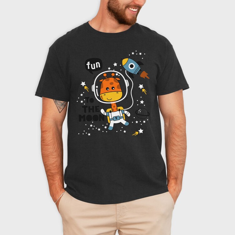 Giraffe Astronaut Fun, Tricou Barbati (Unisex)