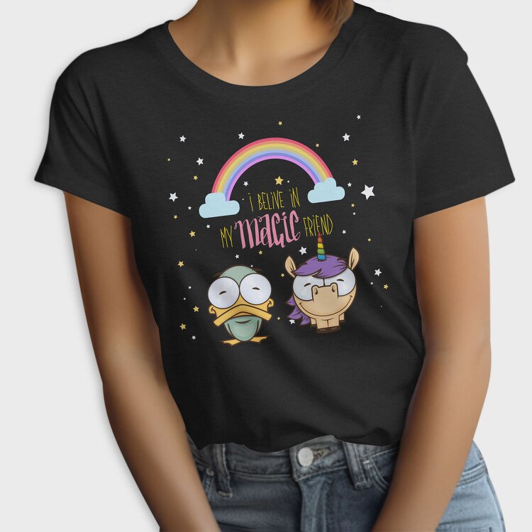 Rainbow Unicorn Duo, Tricou Femei