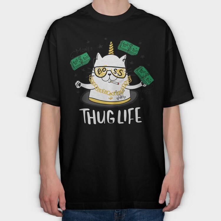 Cat Boss Life, Tricou Oversize Barbati (Unisex)