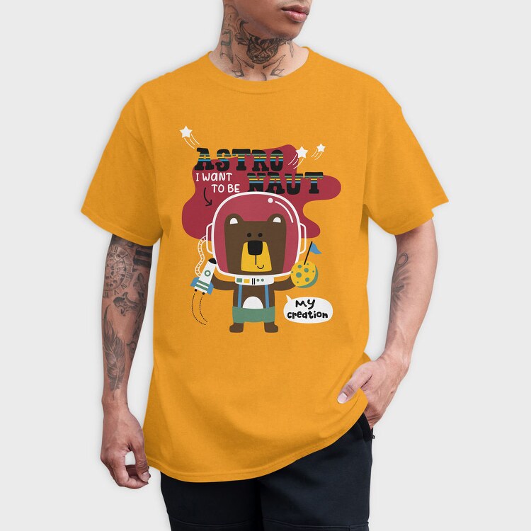 Space Bear Astronaut, Tricou Barbati (Unisex)