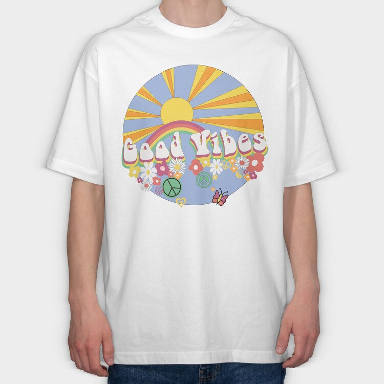 Good Vibes Flower Power, Tricou Oversize Barbati (Unisex)