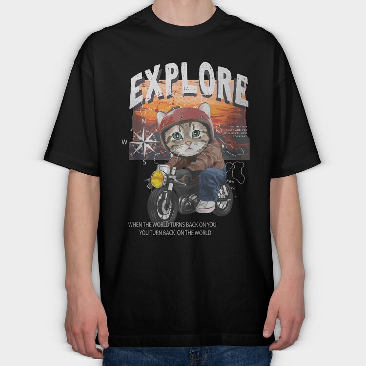 Cat Rider Dreams, Tricou Oversize Barbati (Unisex)