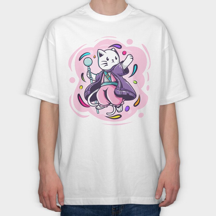 Cat Wizard Vibes, Tricou Oversize Barbati (Unisex)