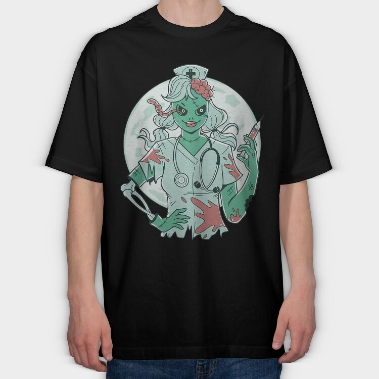 Zombie Nurse, Tricou Oversize Barbati (Unisex)