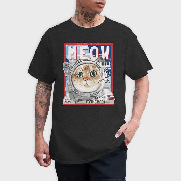 Space Cat Astronaut, Tricou Barbati (Unisex)