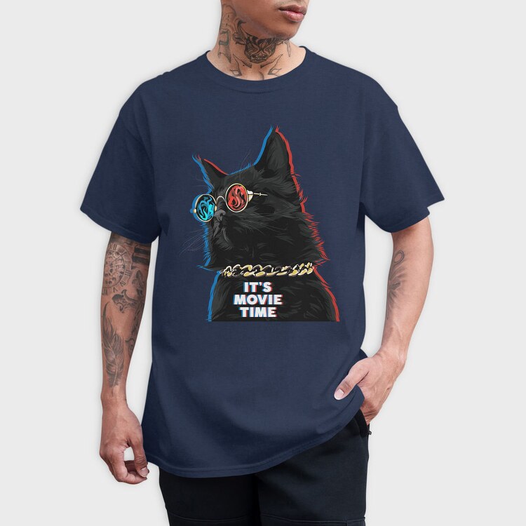Cat Movie Time, Tricou Barbati (Unisex)
