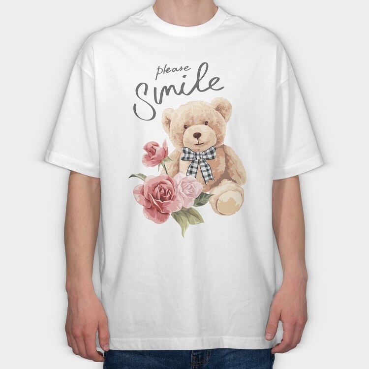 Teddy Rose Smile, Tricou Oversize Barbati (Unisex)