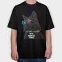 Cat Movie Time, Tricou Oversize Barbati (Unisex)