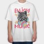 Cat Music Vibes, Tricou Oversize Barbati (Unisex)