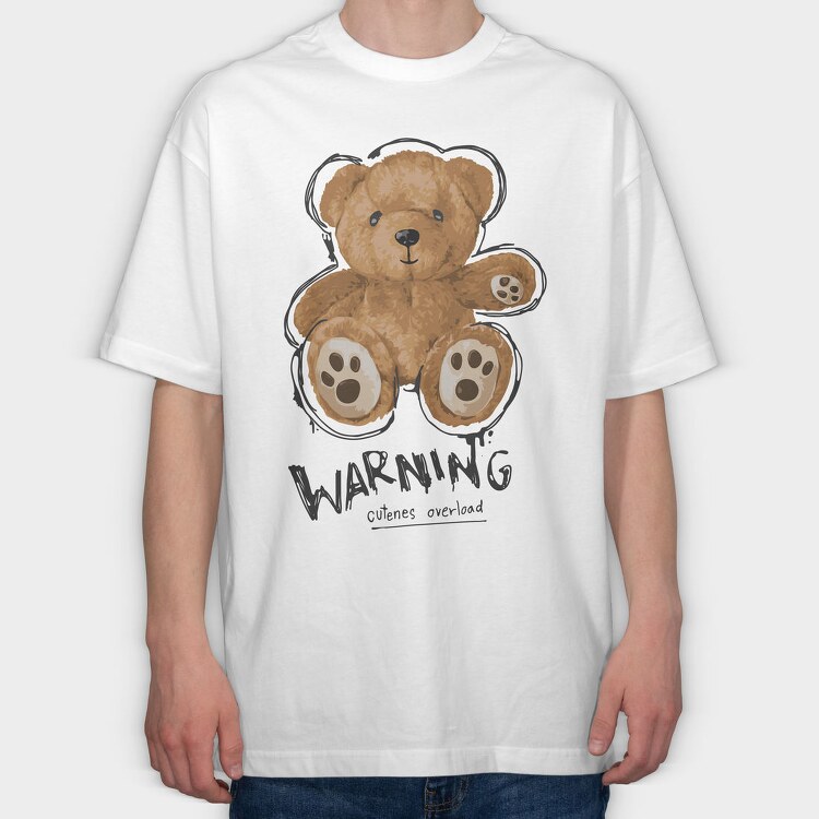 Teddy Warning Overload, Tricou Oversize Barbati (Unisex)