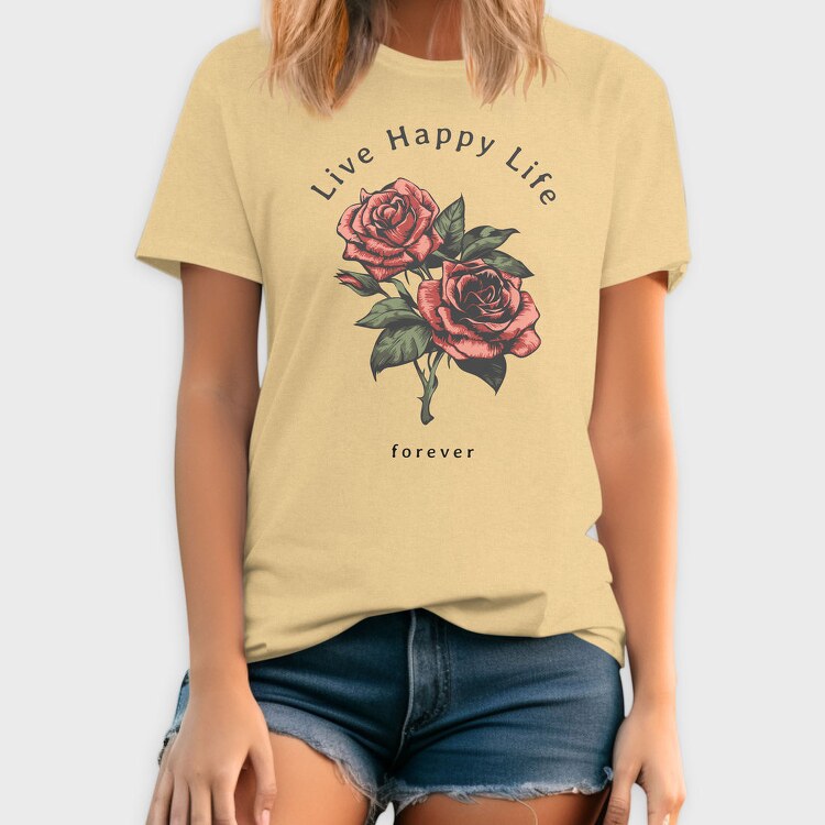 Live Happy Roses, Tricou Barbati (Unisex)