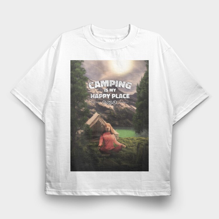 Yoga Camping, Tricou Oversize Barbati (Unisex)
