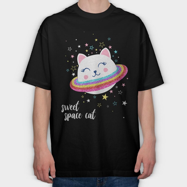 Space Kitty Vibes, Tricou Oversize Barbati (Unisex)