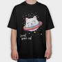 Space Kitty Vibes, Tricou Oversize Barbati (Unisex)