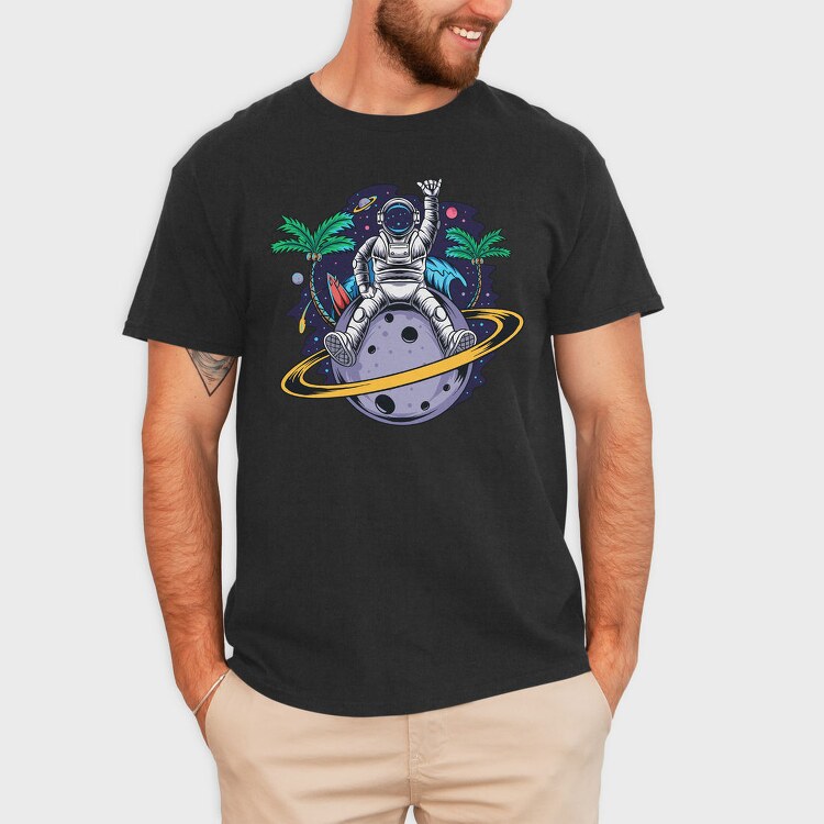 Space Palm Astronaut, Tricou Barbati (Unisex)