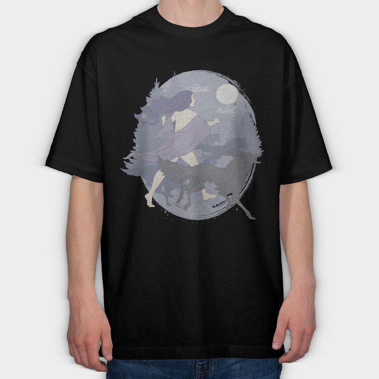 Woman Who Runs With Wolves, Tricou Oversize Barbati (Unisex)