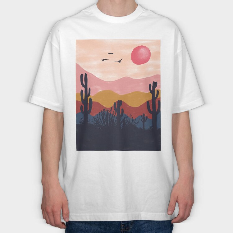 Desert Sunset Vibes, Tricou Oversize Barbati (Unisex)