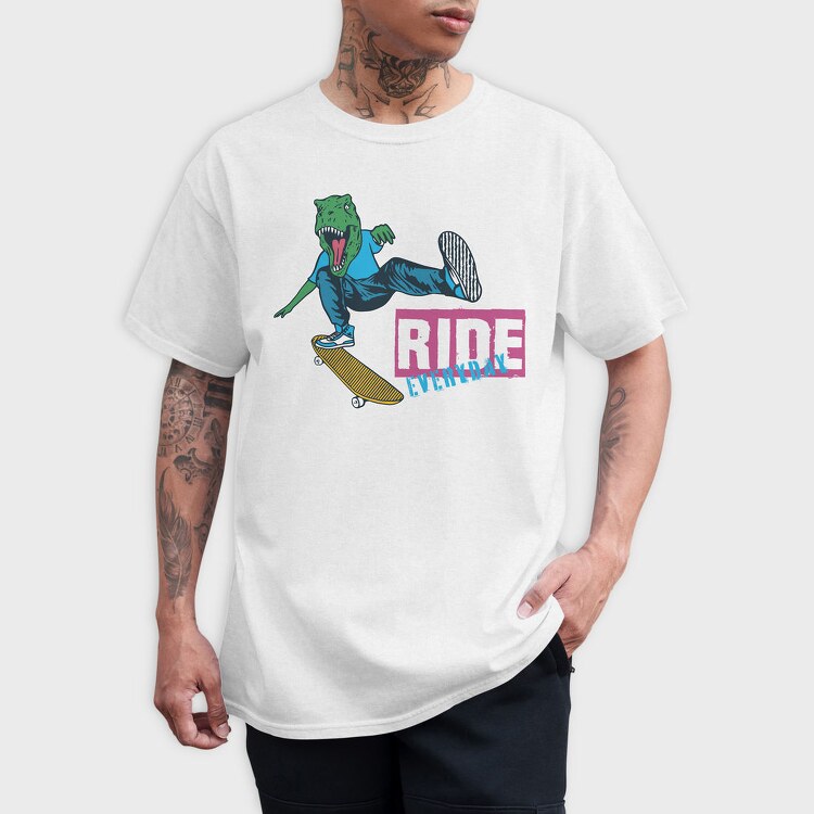Dino Skate Ride Everyday, Tricou Barbati (Unisex)