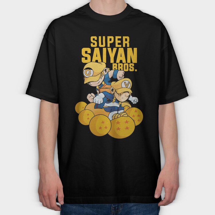 Saiyan Bros Gold, Tricou Oversize Barbati (Unisex)