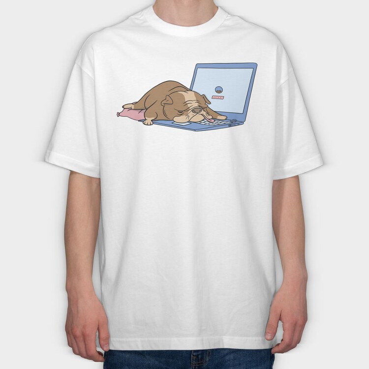 Doggo Laptop Dreams, Tricou Oversize Barbati (Unisex)