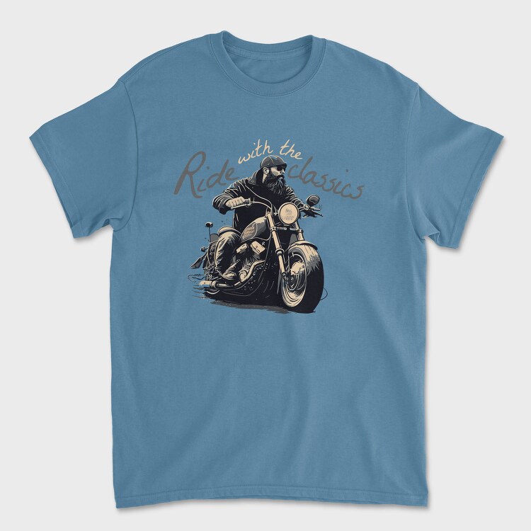 Motorcycle With Rider Ride With the Classics, Tricou Barbati (Unisex)