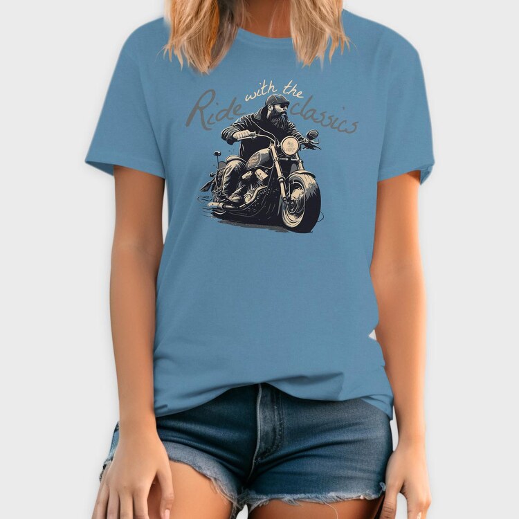 Motorcycle With Rider Ride With the Classics, Tricou Barbati (Unisex)