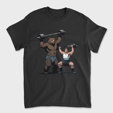 Bear and Man Lifting Weights, Tricou Barbati (Unisex)