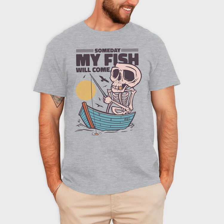 Skeleton Fishing, Tricou Barbati (Unisex)