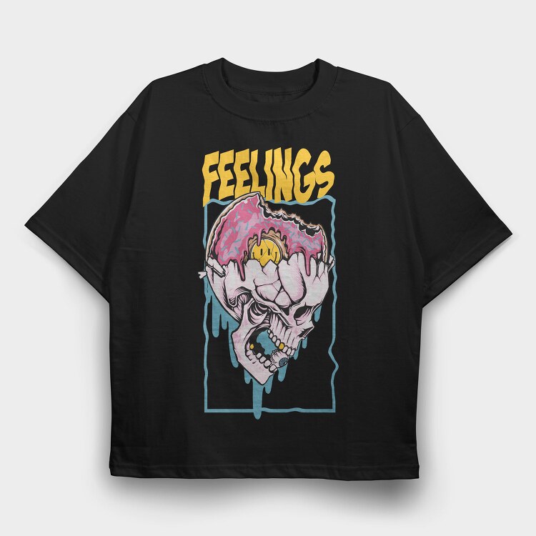 Donut Skull Feelings, Tricou Oversize Barbati (Unisex)
