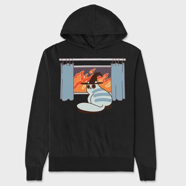 Feline Flame Rebellion, Hanorac Oversize Barbati (Unisex)