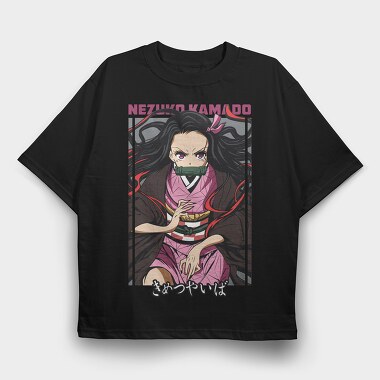 Nezuko Demon Slayer Vector, Tricou Oversize Barbati (Unisex)