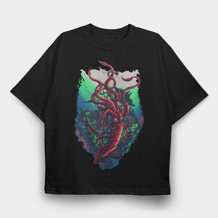 Octopus Abyss, Tricou Oversize Barbati (Unisex)
