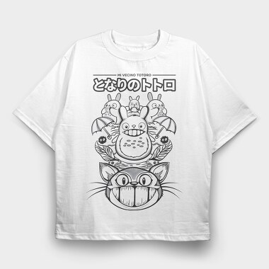 Totoros Midnight Cat Rebellion, Tricou Oversize Barbati (Unisex)