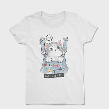 Cat In Jeans Vibes, Tricou Femei
