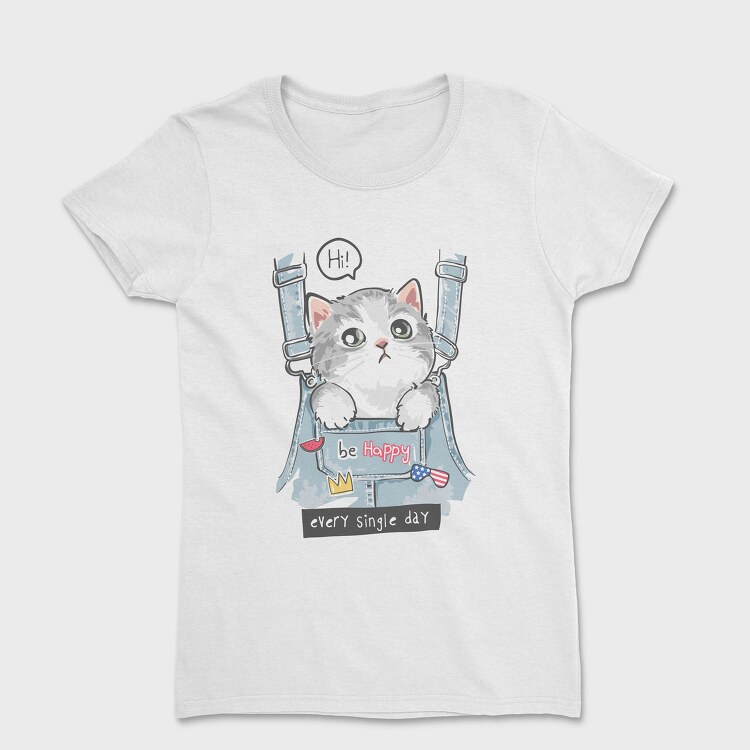 Cat In Jeans Vibes, Tricou Femei