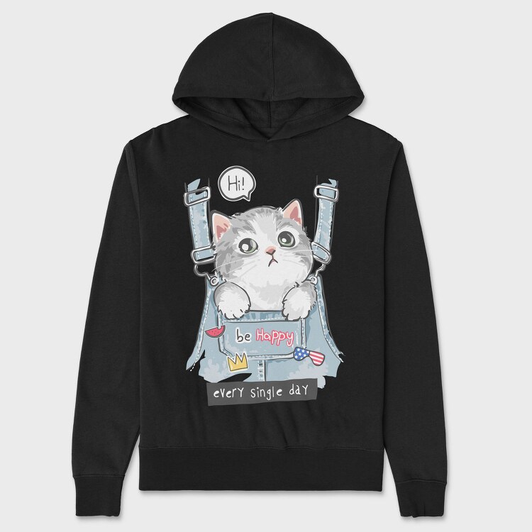 Cat In Jeans Vibes, Hanorac Oversize Barbati (Unisex)