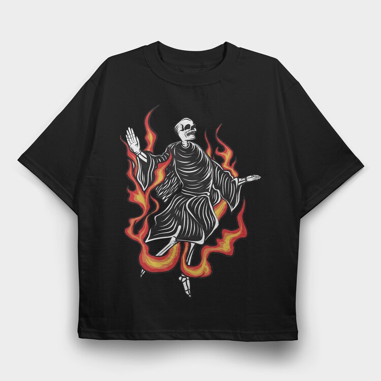 Flaming Grim Reaper, Tricou Oversize Barbati (Unisex)