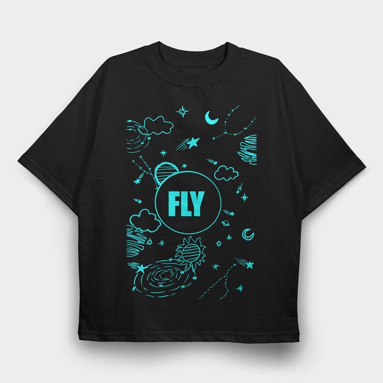 Fly Night Sky, Tricou Oversize Barbati (Unisex)