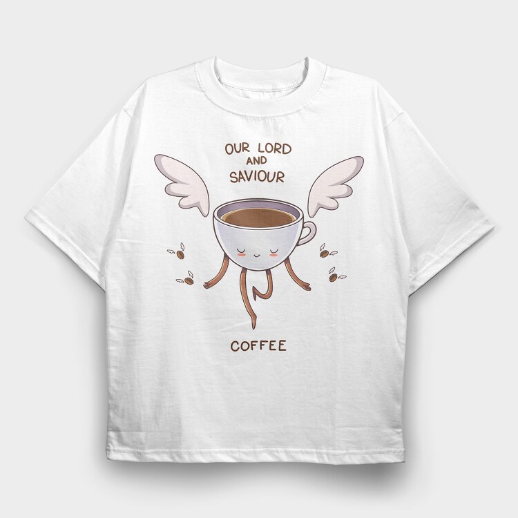 Flying Coffee Angel, Tricou Oversize Barbati (Unisex)