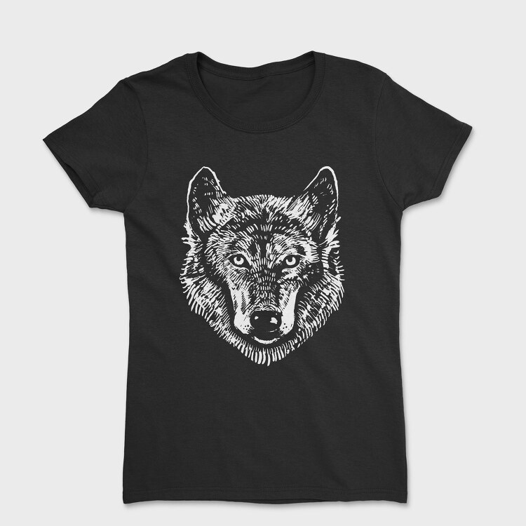 Wolf Portrait Monochrome, Tricou Femei