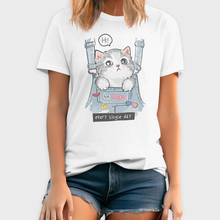 Cat In Jeans Vibes, Tricou Barbati (Unisex)