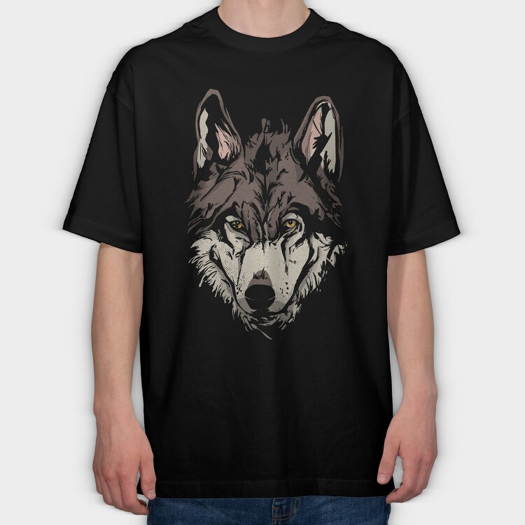 Wolf Portrait 3, Tricou Oversize Barbati (Unisex)