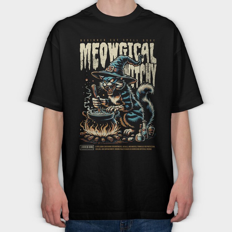 Witch Cat 2, Tricou Oversize Barbati (Unisex)