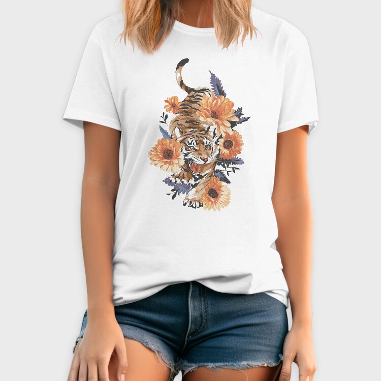 Tiger Floral Attitude, Tricou Barbati (Unisex)