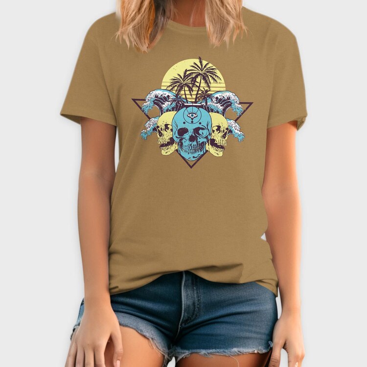 Skulls Palms Triangle, Tricou Barbati (Unisex)
